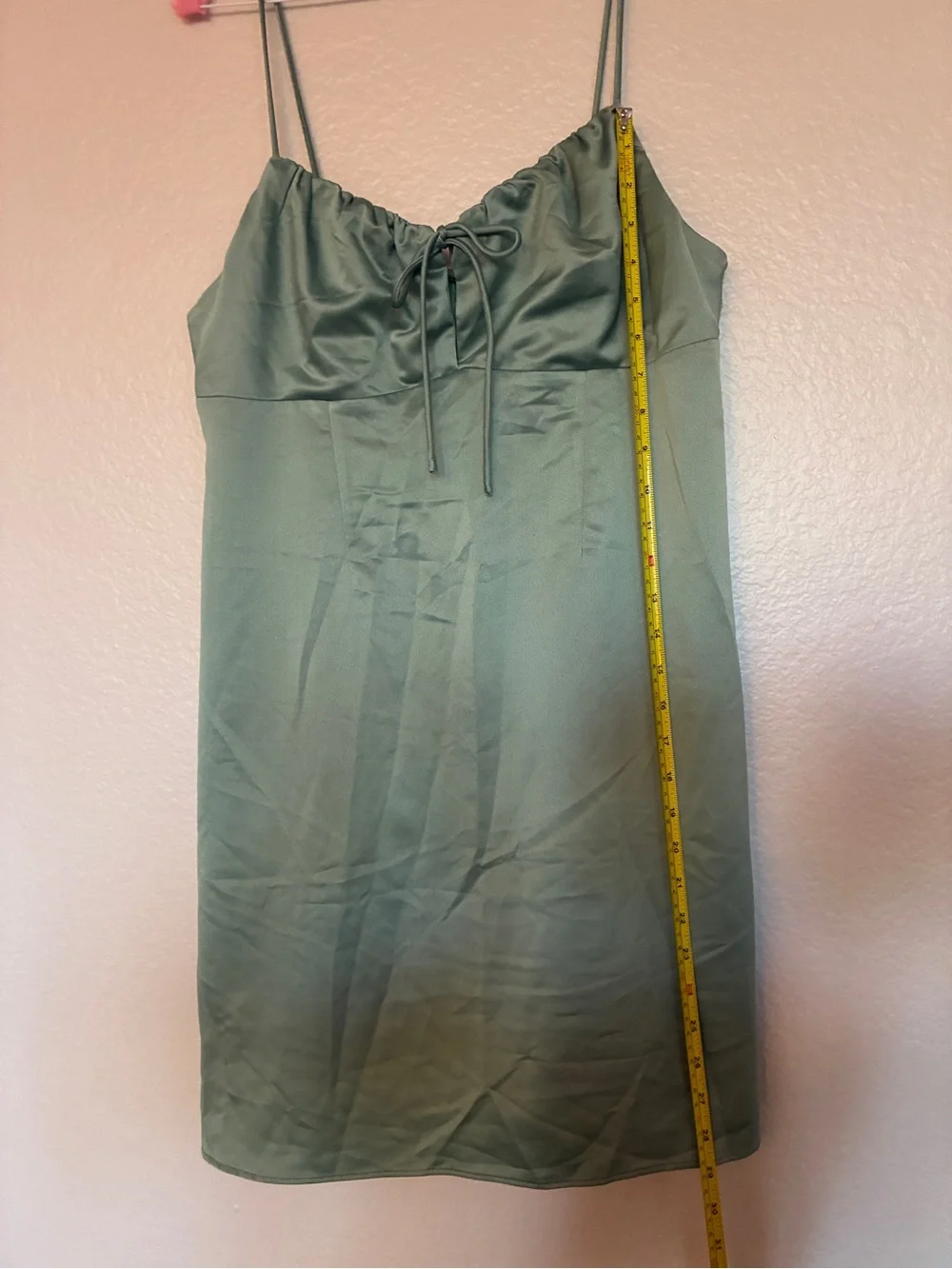 Topshop Silky Sage Green Satin Slip Dress Size 10 Party Cocktail Y2K Babydoll